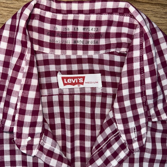 Vintage 70s/80s Levi’s Gingham Button Up Shirt Men’s M Made in USA Western - Picture 7 of 8